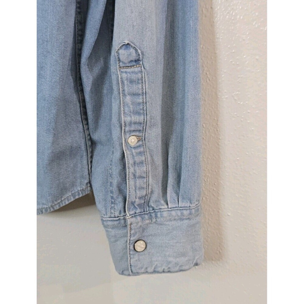 & Other Stories Denim Western Shirt Womens Large Chambray Snap Button Blue - Picture 8 of 11